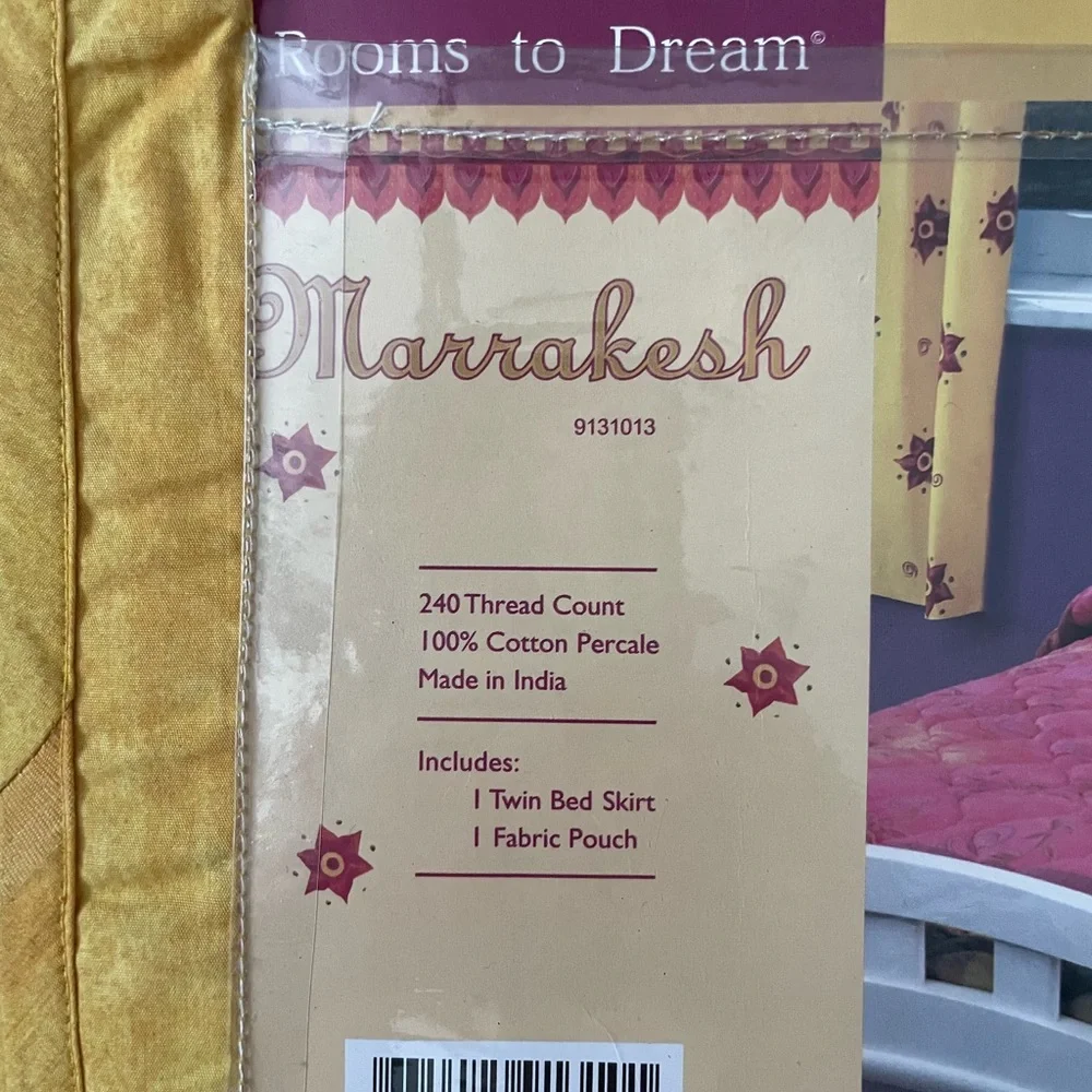 Marrakesh NEW Twin size Yellow and Red Bed Skirt 100% Cotton - Picture 2 of 7